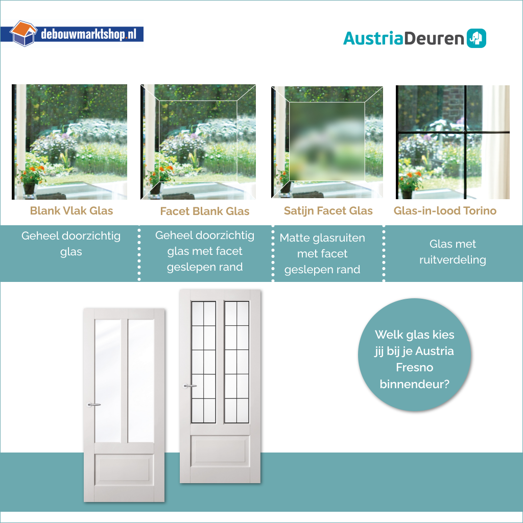 Binnendeur Austria Balance Fresno met geplaatst Glas in Lood Torino